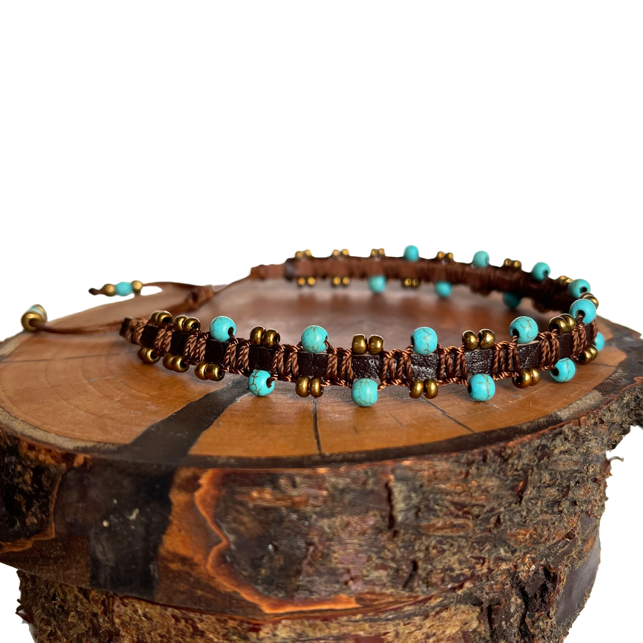 پابند زنانه دل تافته مدل چرم طبیعی و فیروزه کد D_A20 پابند زنانه دل تافته مدل چرم طبیعی و فیروزه کد D_A20