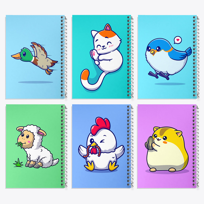 دفتر نقاشی 50 برگ خندالو طرح حیوانات بامزه کد 423 مجموعه 6 عددی