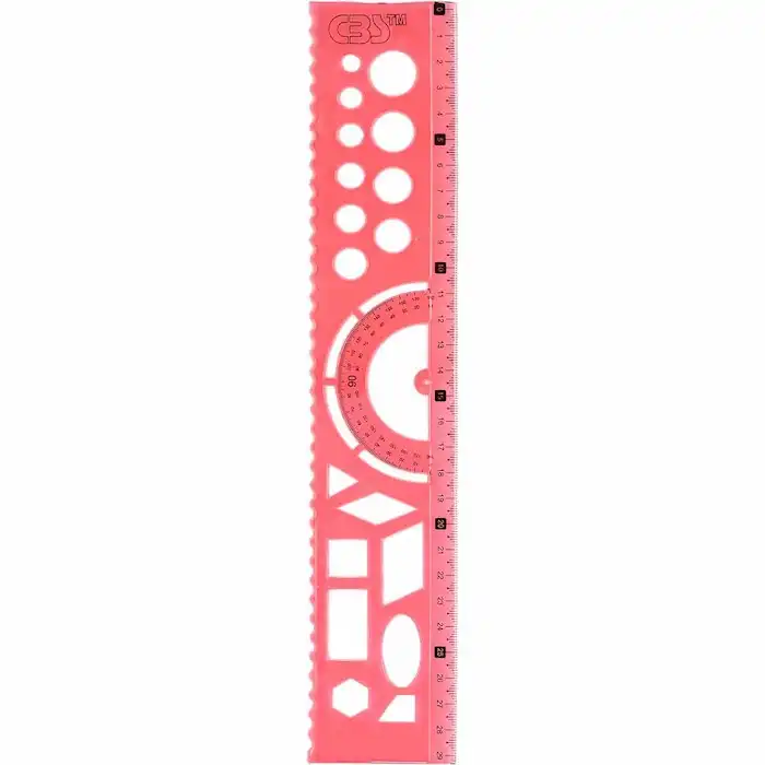 خط کش 20 سانتی متر مدل شابلون دار طرح نقاله کد 007 بسته 2 عددی