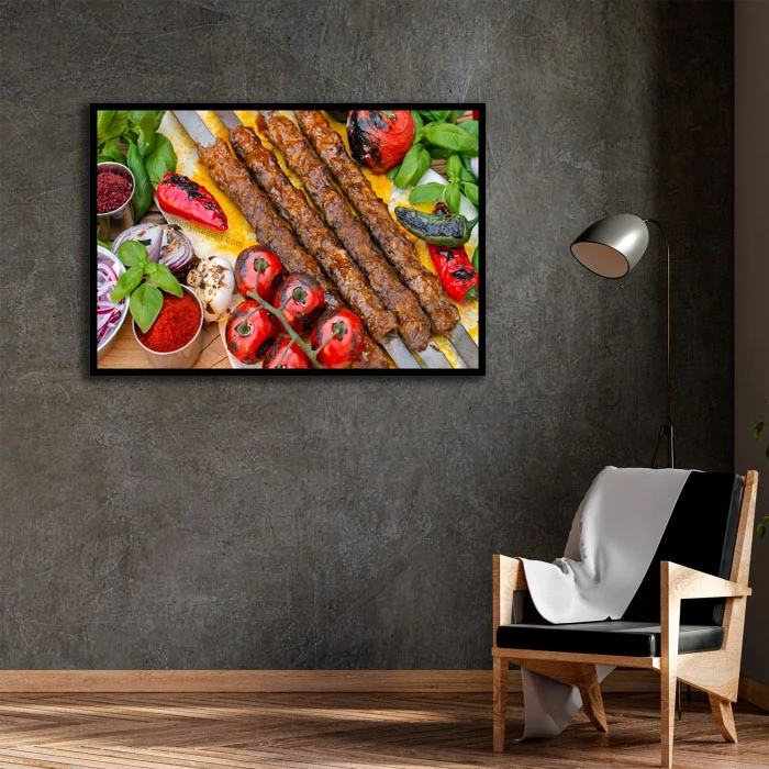 تابلو بکلیت طرح کباب مدل B-D2346 فریم مشکی