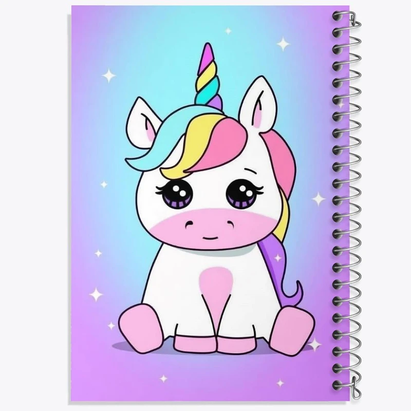 دفتر مشق 100 برگ خندالو طرح اسب تک شاخ پونی کد 1070