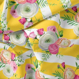 پارچه لباس مدل کرپ حریر طرح گل کد 9156H