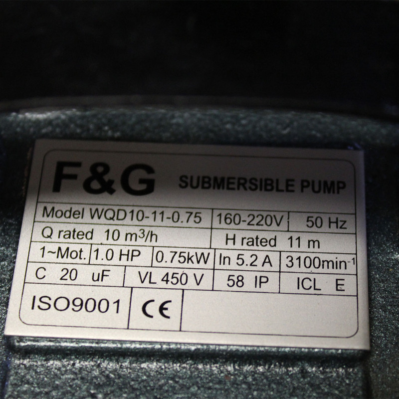 پمپ لجن کش اف اند جی مدل WQD 10-11-0.75