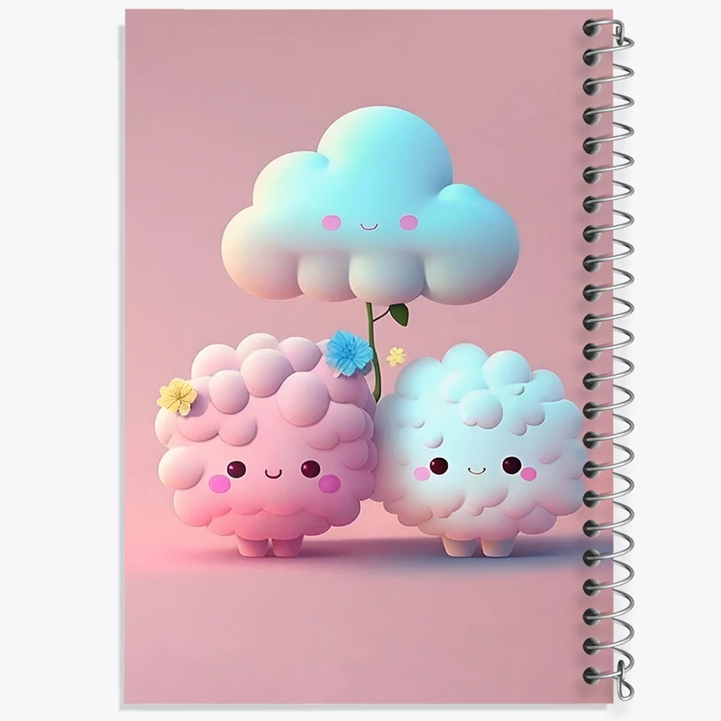 دفتر شطرنجی 50 برگ خندالو طرح ابرهای کیوت کد N5289