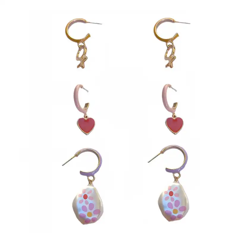 گوشواره زنانه آی ام مدل SMR 239 مجموعه 3 عددی