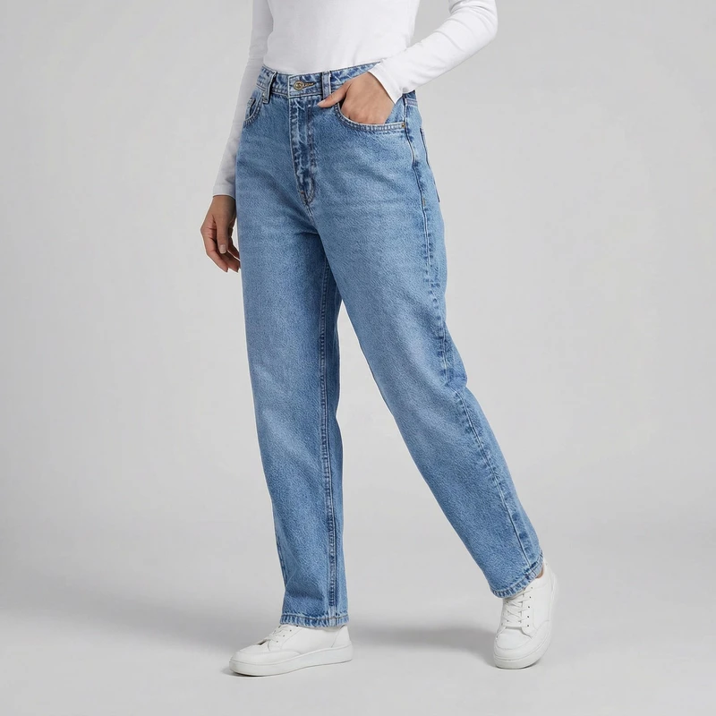 شلوار جین مام فیت زنانه ال سی وایکیکی مدل W596652Z8