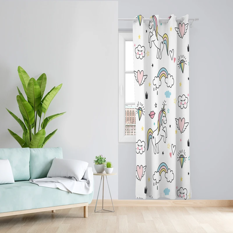 پرده طرح کودک مدل مخمل پانچی کد 2291 z سایز 140x200 سانتی متر