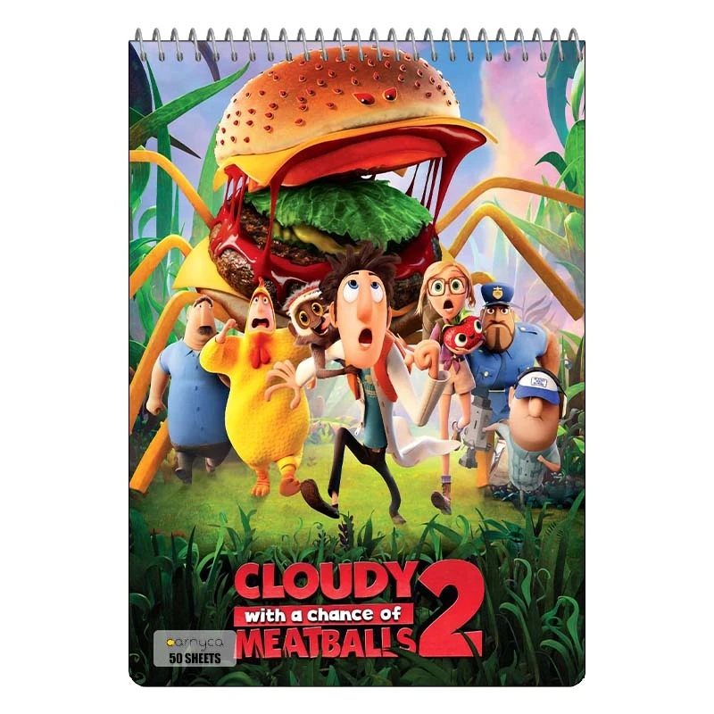 دفتر نقاشی 50 برگ کارنیکا طرح ابری با احتمال کوفته قلقلی Cloudy with a Chance of Meatballs کد 57129