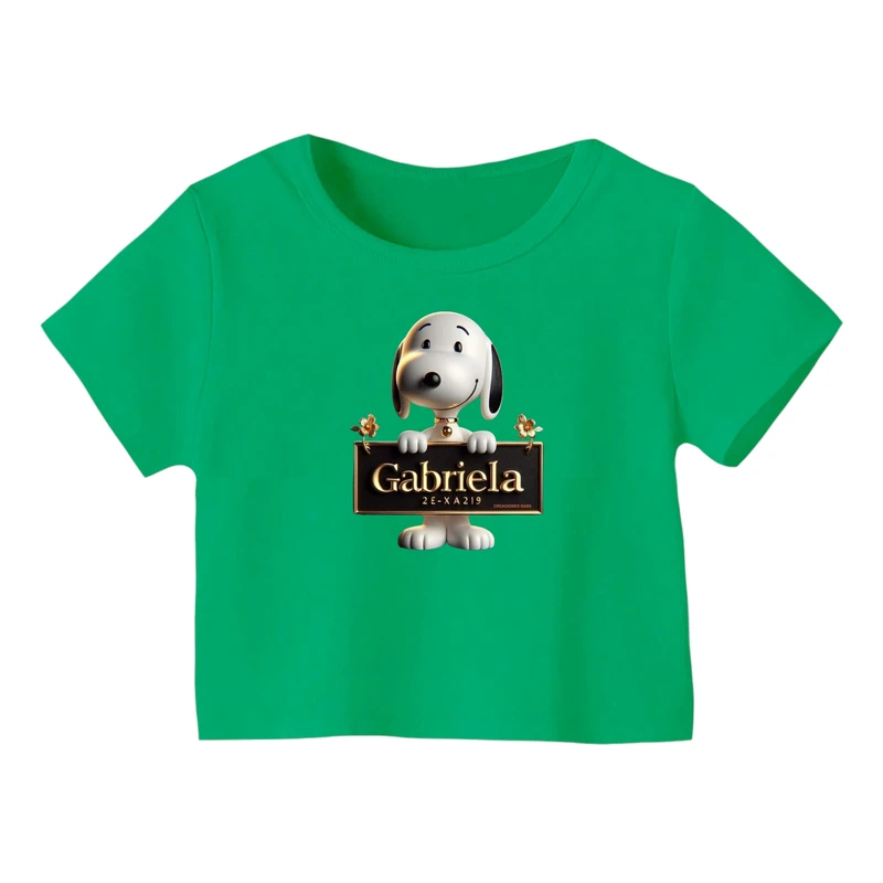 کراپ‌ تی‌شرت آستین کوتاه زنانه مدل اسنوپی کد ۵۵