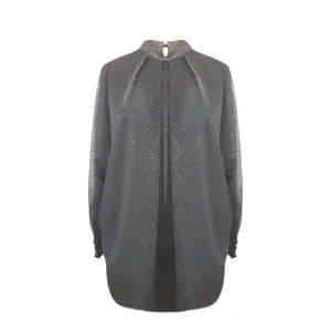 بلوز آستین بلند زنانه مدل لمه آستین خفاشی رنگ نقره‌ای