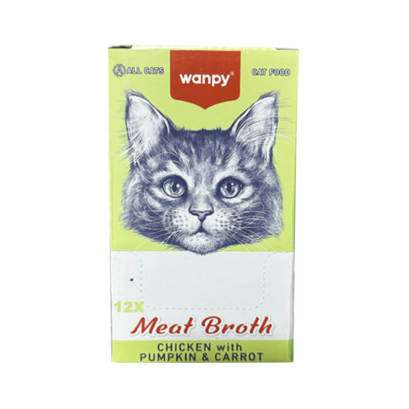 سوپ گربه بالغ ونپی مدل Meat Broth طعم مرغ، کدوحلوایی و هویج بسته ۱۲ عددی