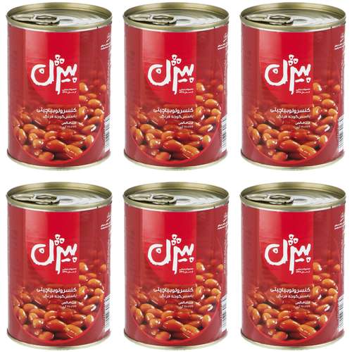 	 کنسرو لوبیا چیتی با سس گوجه فرنگی بیژن - 380 گرم بسته 6 عددی