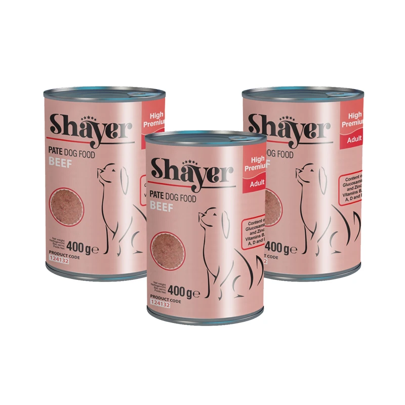 کنسرو غذای سگ شایر مدل پته گوشت قرمز وزن 400 گرم بسته 3 عددی