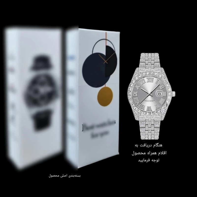 ساعت مچی عقربهای مردانه مدل دور نگین بند فول نگین کد 5 ساعت مچی عقربهای مردانه مدل دور نگین بند فول نگین کد 5