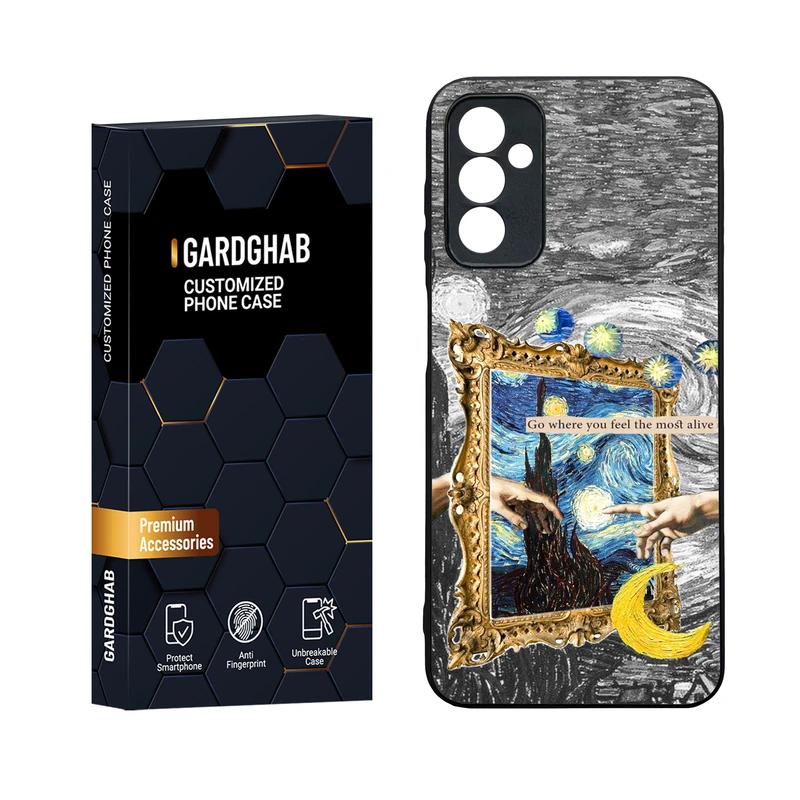 کاور گارد قاب مدل دورژله ای پشت گلس هنری مناسب برای گوشی موبایل سامسونگ Galaxy M13 4G