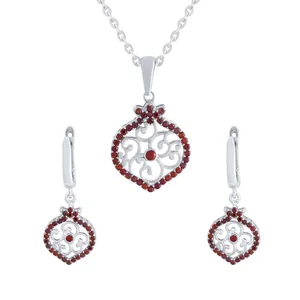 نیم ست نقره زنانه طرح انار مدل زندگی کد DS302