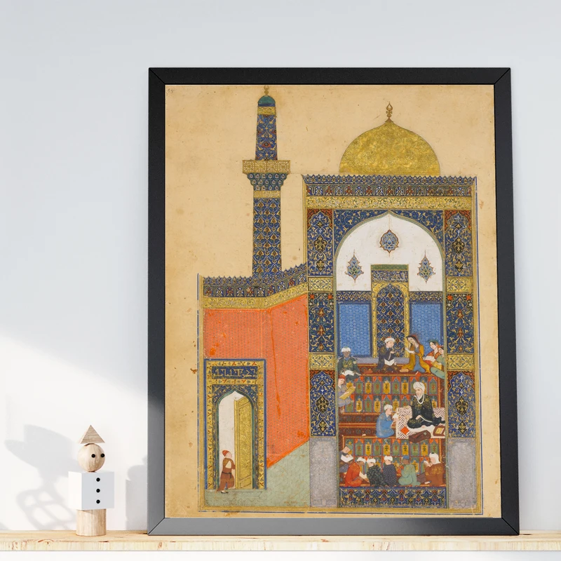 تابلو طرح نگارگری کلاسیک مدل G01417 فریم مشکی