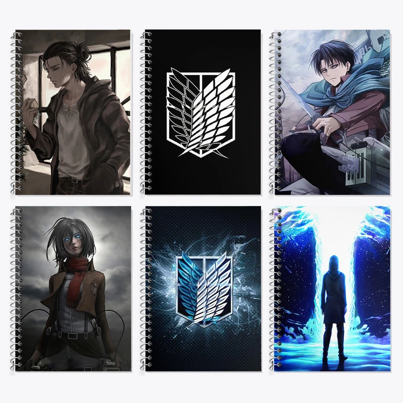 دفتر زبان 50 برگ خندالو مدل دو خط طرح انیمه اتک آن تایتان کد 620 مجموعه 6 عددی