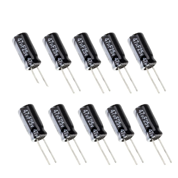 خازن 47 میکروفاراد 25 ولت مدل YEC25 بسته 10 عددی
