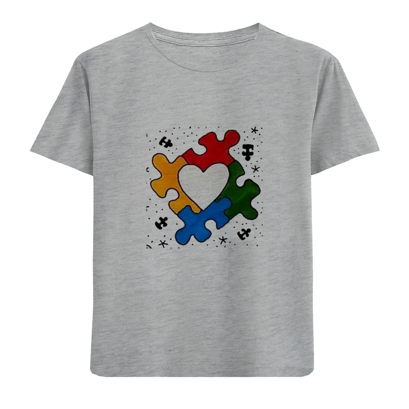 تی شرت آستین کوتاه دخترانه مدل پازل D425