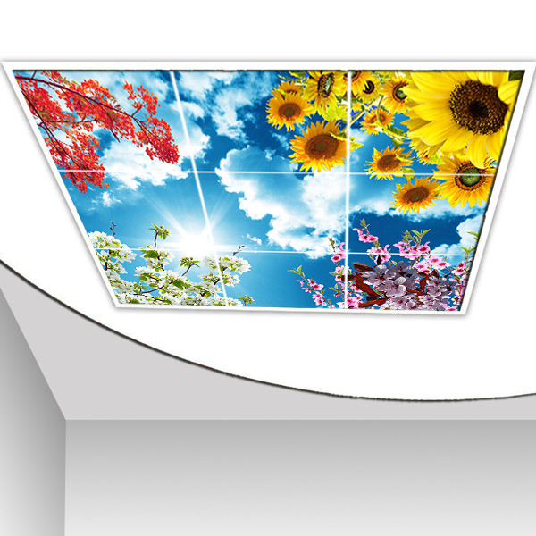 تایل سقفی آسمان مجازی طرح آسمان و گلها کد ST 2341-9 سایز 60x60 سانتی متر مجموعه 9 عددی