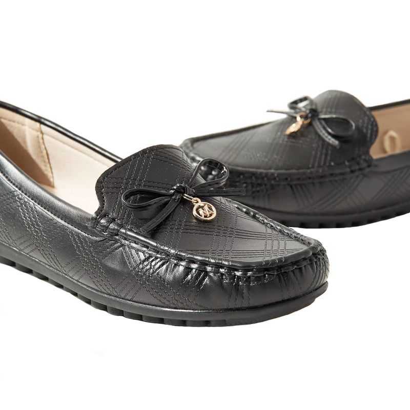 کفش کالج زنانه مکس مدل Perforated Slip-On Loafers with Bow Accent -  - 3