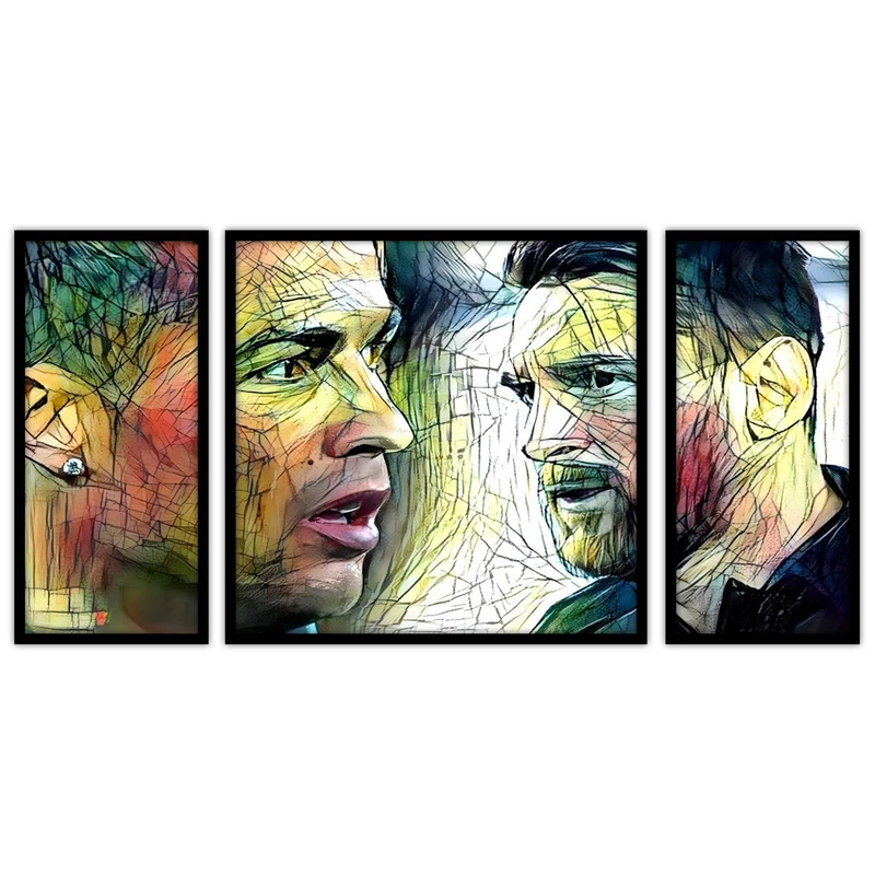 تابلو بکلیت طرح ورزشی و فوتبالی مسی و رونالدو  مدل B-bu3393 مجموعه 3 عددی