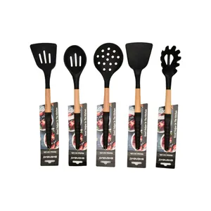  سرویس کفگیرو ملاقه شنگیا مدل BLAK بسته 5 عددی