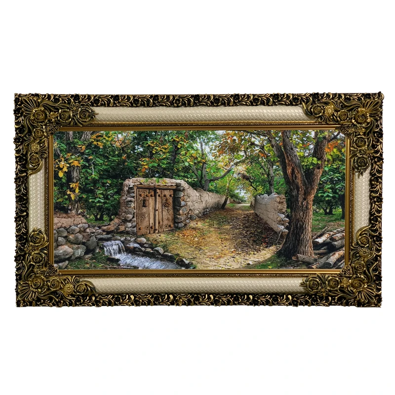 تابلو فرش ماشینی طرح دستبافت مدل کوچه باغ کد 8696