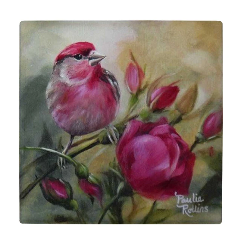 زیر لیوانی طرح پرنده و گل های رز کد    3864626_1965