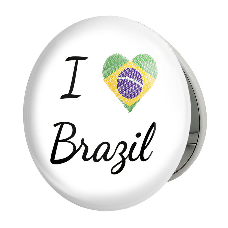 آینه جیبی خندالو طرح پرچم برزیل مدل تاشو کد 20687 