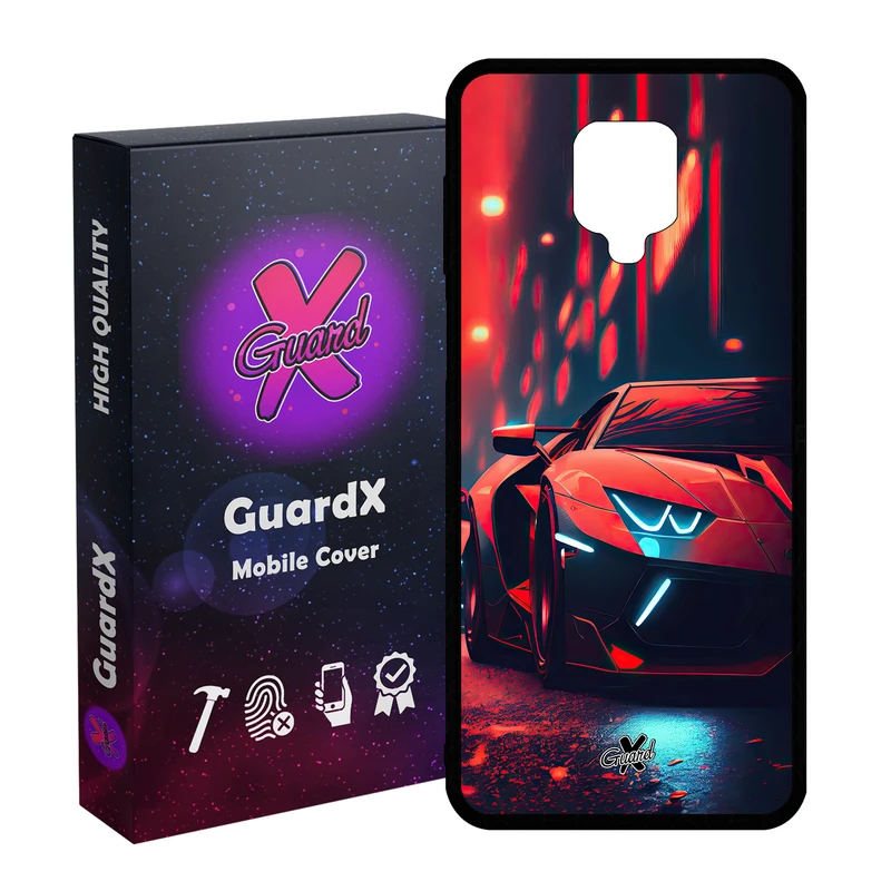 کاور گارد ایکس طرح لامبورگینی مدل Glass10608 مناسب برای گوشی موبایل شیائومی Redmi Note9 Pro/Note 9 Pro Max/Redmi Note 9S/MI Poco M2 Pro