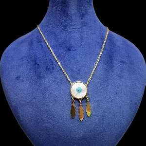 گردنبند زنانه مدل چشم نظر دایره سه پر