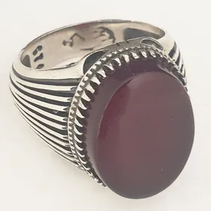 انگشتر نقره مردانه مدل عقیق سرخ 4349