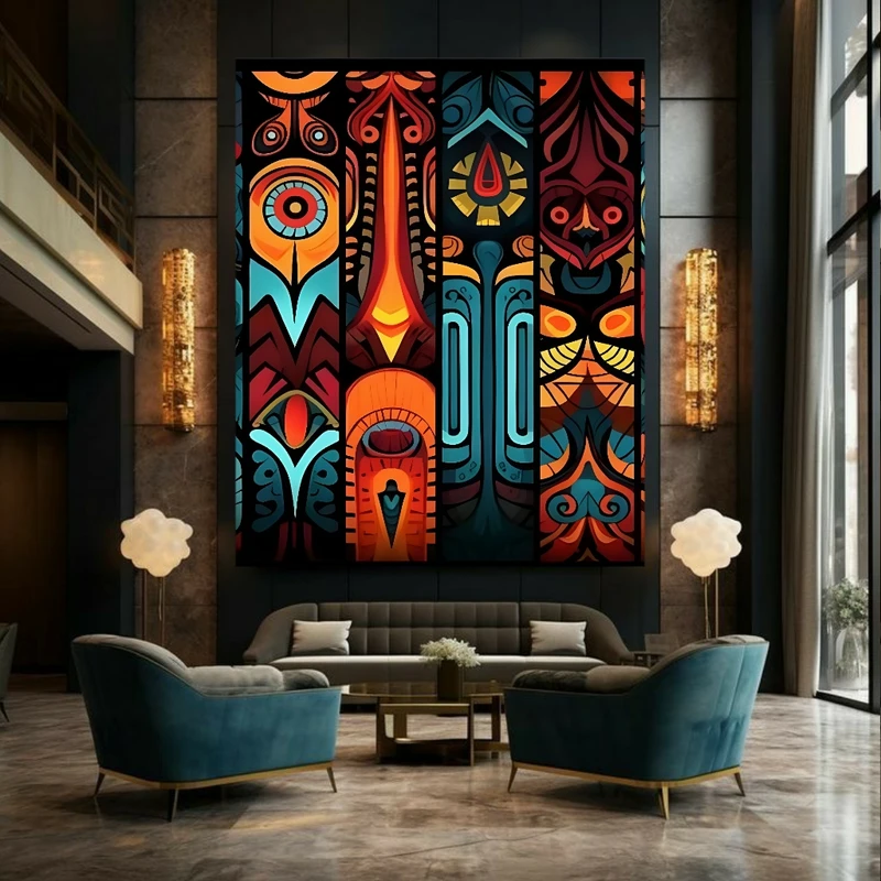 تابلو بوم طرح مخمل انتزاعی مدل قبیله ای کد FP105469