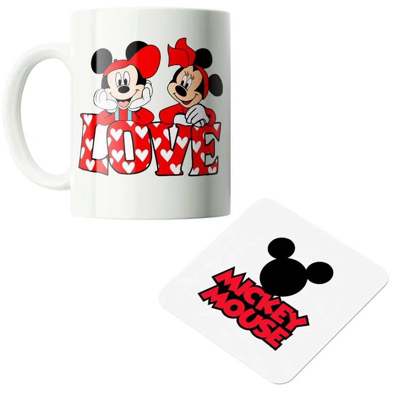 ماگ پاد آفرین مدل کارتونی میکی موس کیوت فانتزی بامزه کد PZ356 به همراه زیرلیوانی