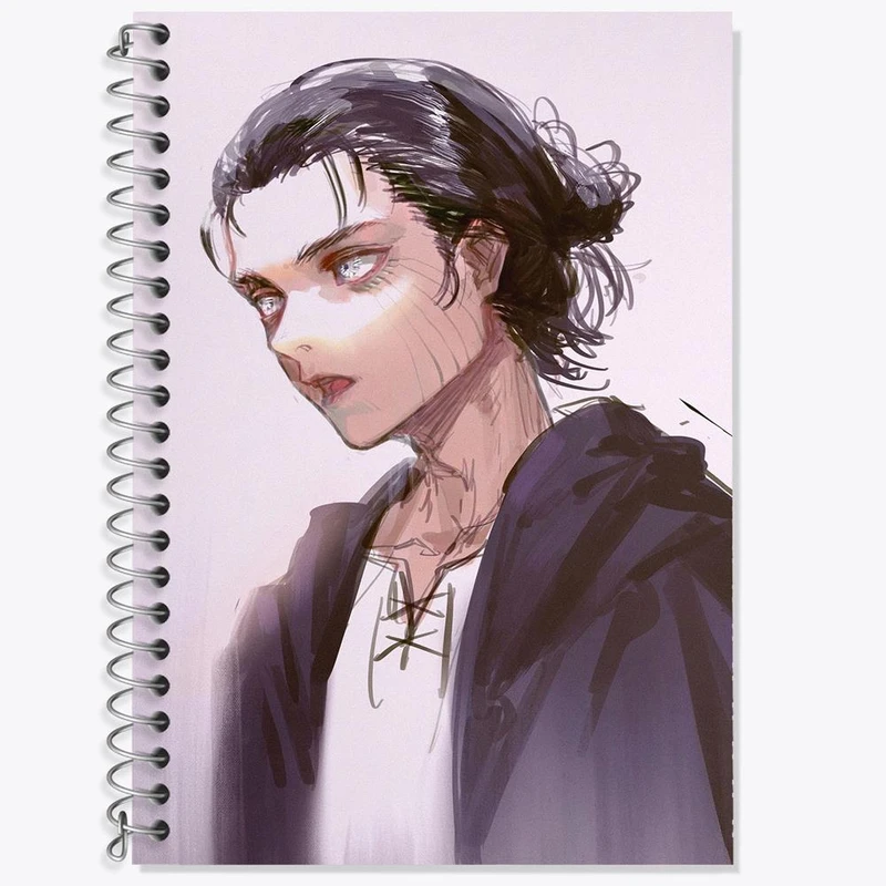 دفتر زبان 50 برگ خندالو مدل سه خط طرح ارن انیمه اتک آن تایتان Attack on Titan کد 18591