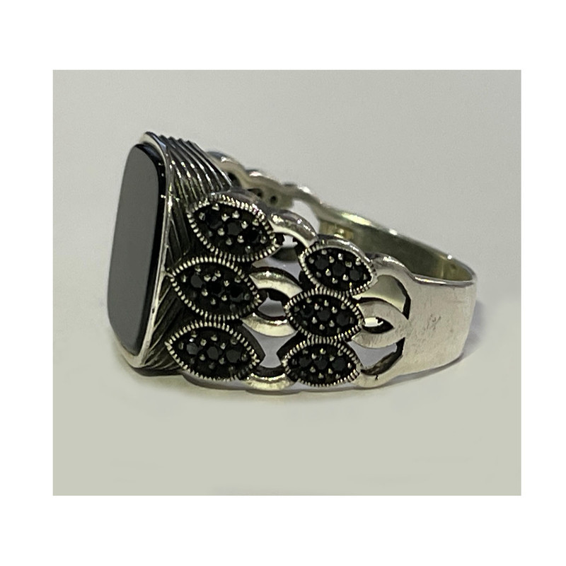 انگشتر نقره مردانه مدل عقیق 028