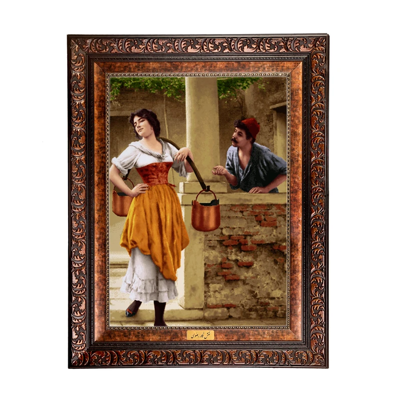 تابلو فرش ماشینی نقش نگار رضوی طرح دختر و پسر کد 691B