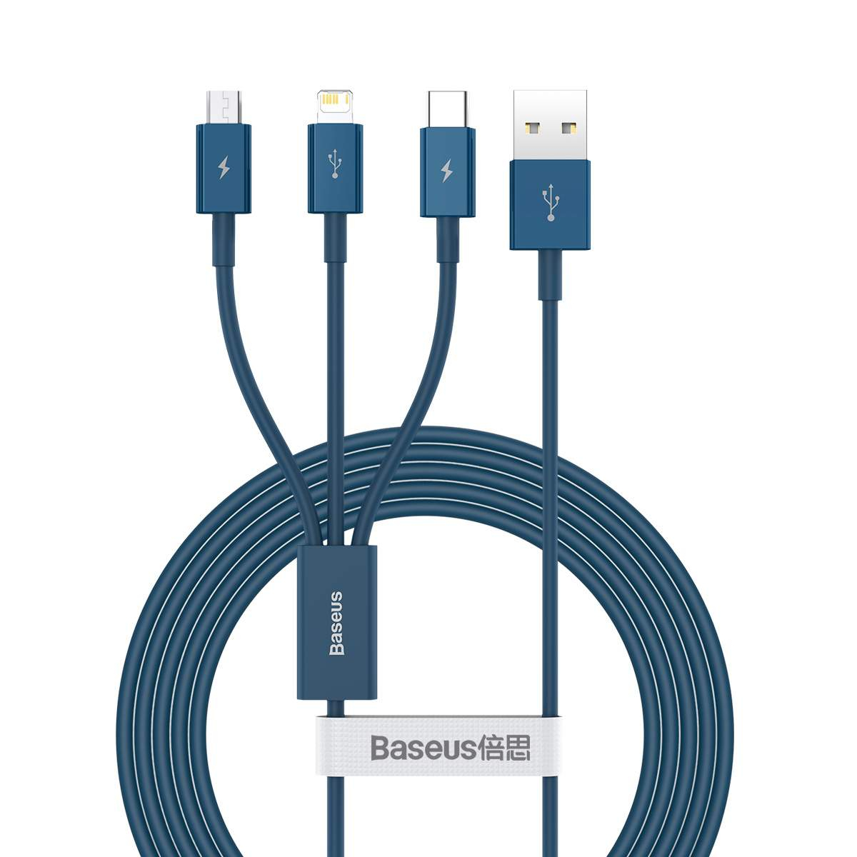 کابل تبدیل USB به لایتنینگ / USB -C / Micro USB باسئوس مدل U-CLM طول 1.2 متر
