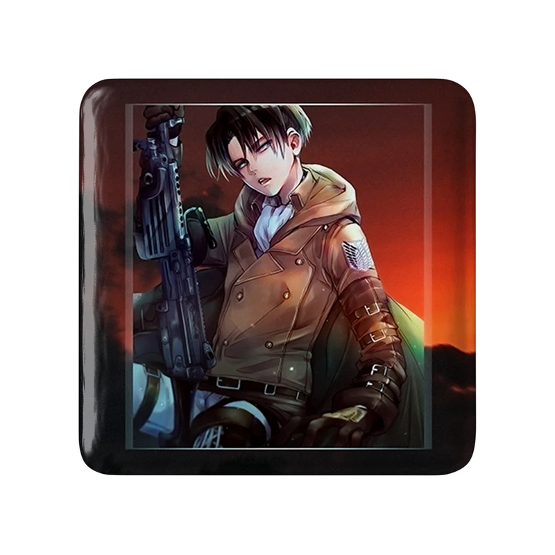 مگنت خندالو طرح لیوای انیمه اتک آن تایتان Attack on Titan مدل مربعی کد 18581