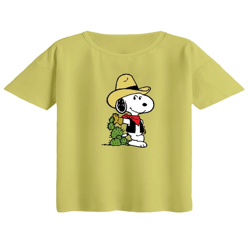 کراپ تی‌شرت آستین کوتاه زنانه مدل اسنوپی کد ۶۱