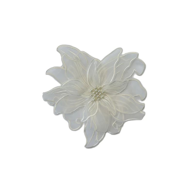 استیکر پارچه و لباس مدل گل آفتابگردان ارگانزا مرواریدی