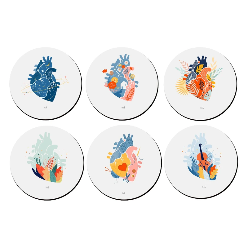 زیر لیوانی لوکسینو مدل قلب طرح ونگوگ بسته 6 عددی