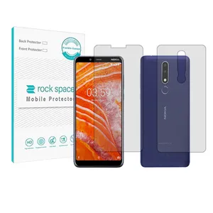 Rockspace HyGEL model clear screen protector suitable for Nokia 3.1 Plus mobile phone along with the back protector