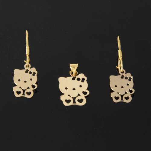 نیم ست طلا 18 عیار دخترانه مدل عروسک خرسی