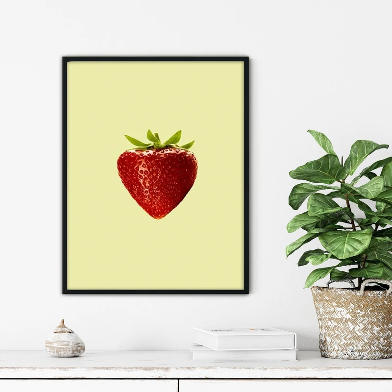 تابلو آتریسا طرح توت فرنگی مدرن مدل ATFF279 فریم مشکی