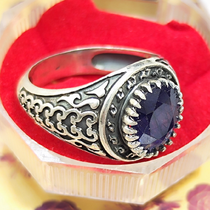 انگشتر نقره مردانه مدل سنگ یاقوت آفریقایی کد 8553