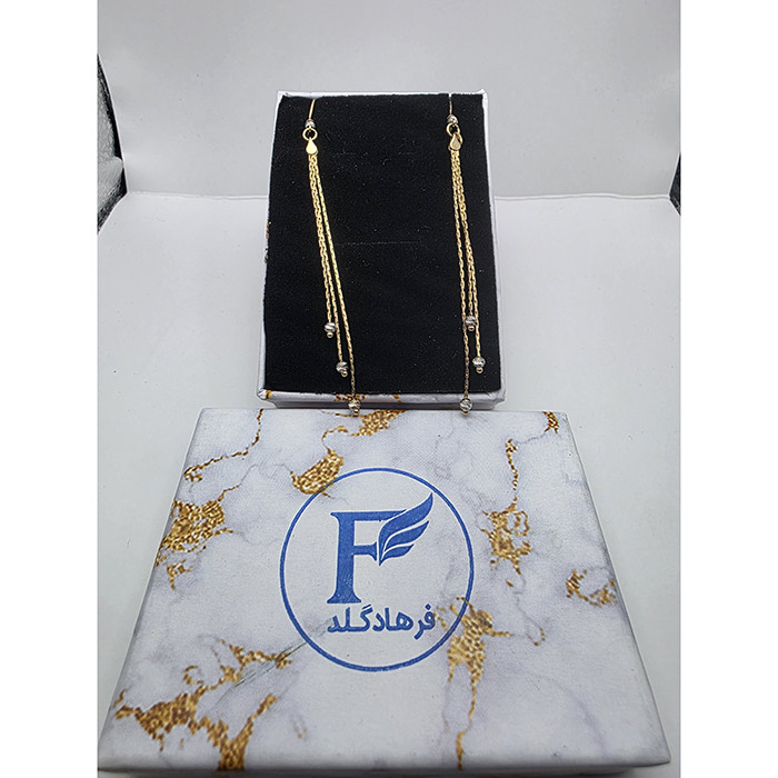 گوشواره آویز طلا 18 عیار زنانه فرهاد گلد مدل سه‌ رشته گویی - 6