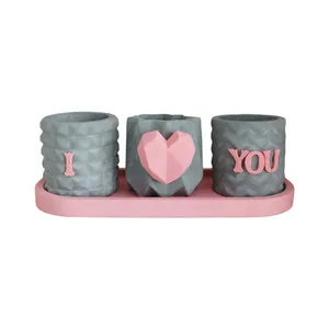 جامدادی رومیزی مدل ای لاو یو کد ST24598 به همراه سینی مجموعه 3 عددی